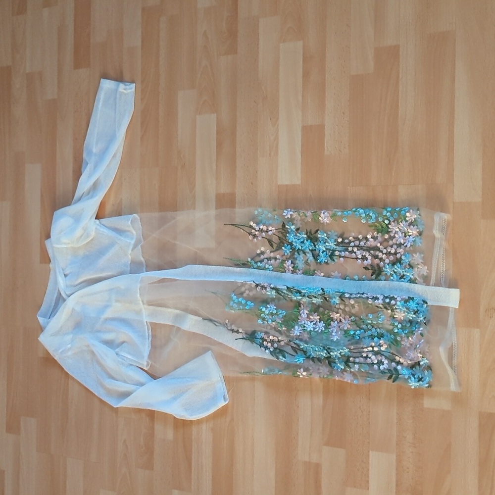 Sheer Floral Embroidered Summer Cardigan
